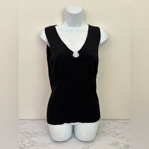 AUGUST SILK Stretch Y2K Black Peasant Top Fairy Festival whimsigoth Sz L NWT